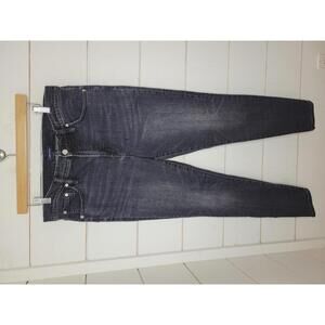 J Crew size 32" Black distressed denim 9" high-rise toothpick jeans